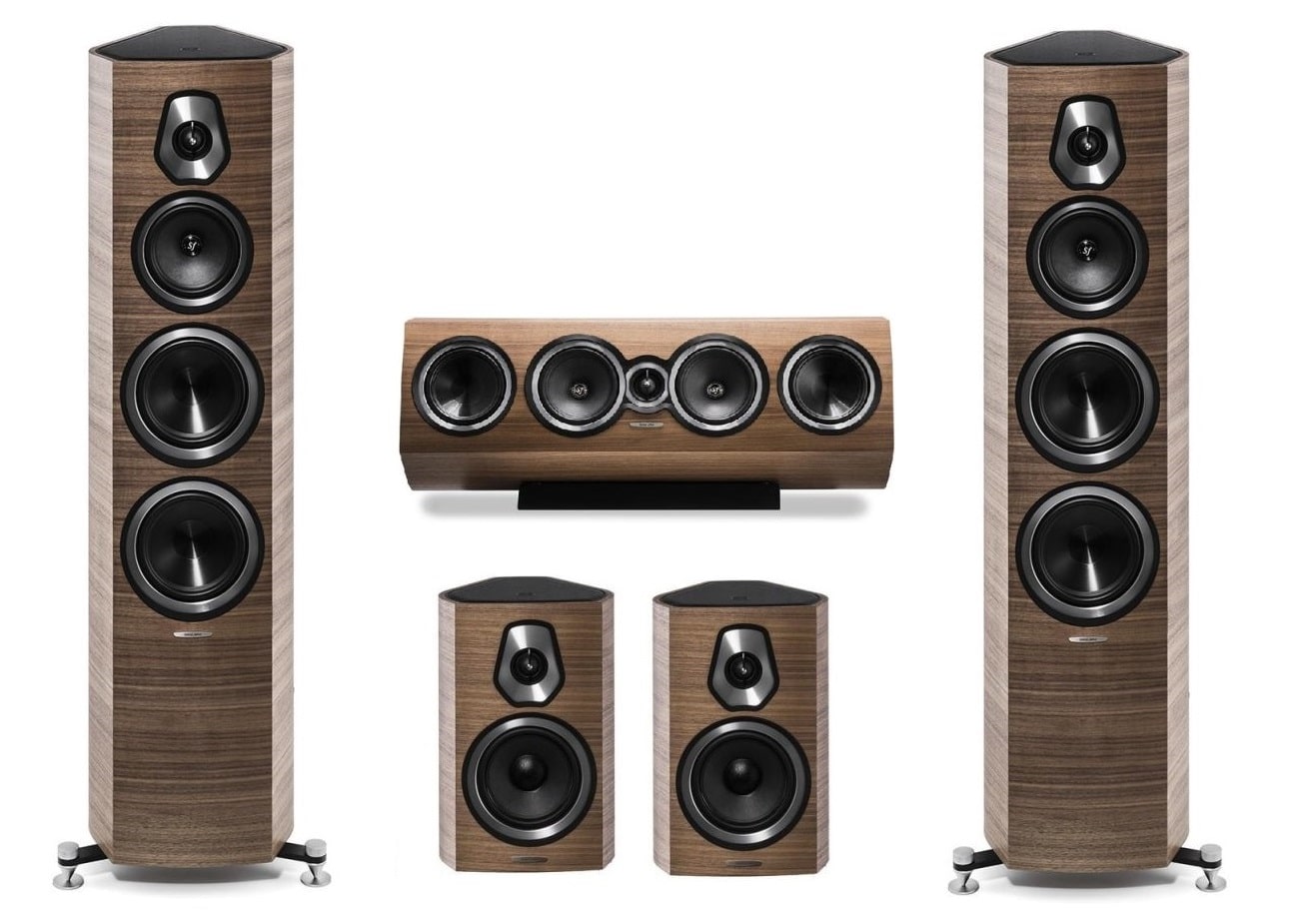 Sonus Faber Sonetto system 5.0 zestaw kolumn do kina domowego walnut front